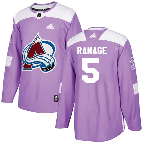 Adidas Avalanche #5 Rob Ramage Purple Authentic Fights Cancer Stitched NHL Jersey - Click Image to Close